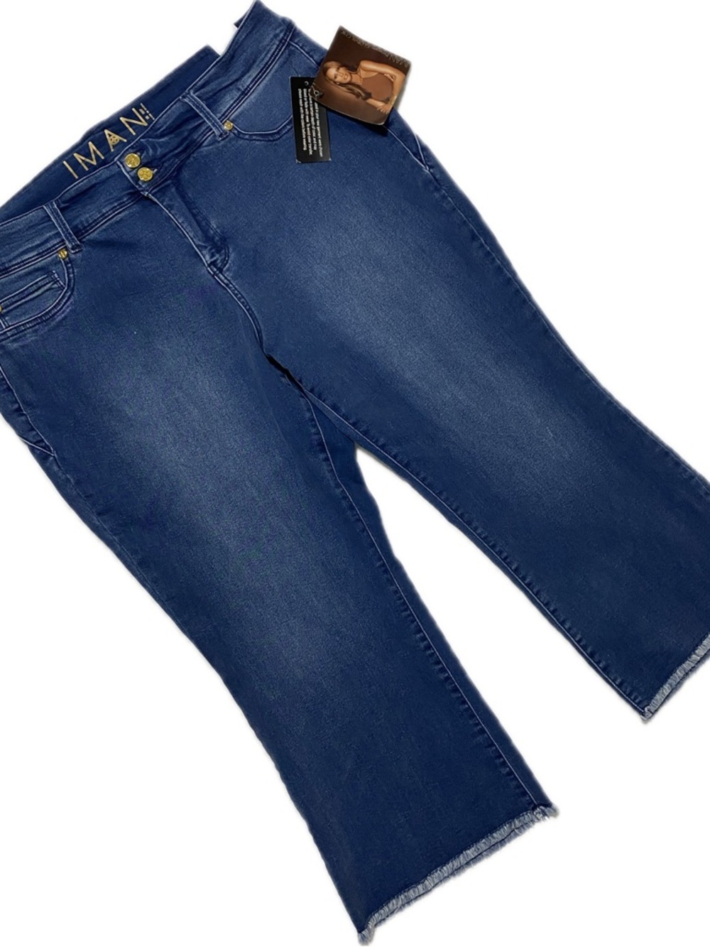 IMAN Dark Blue High-Rise Cropped Flare Jeans